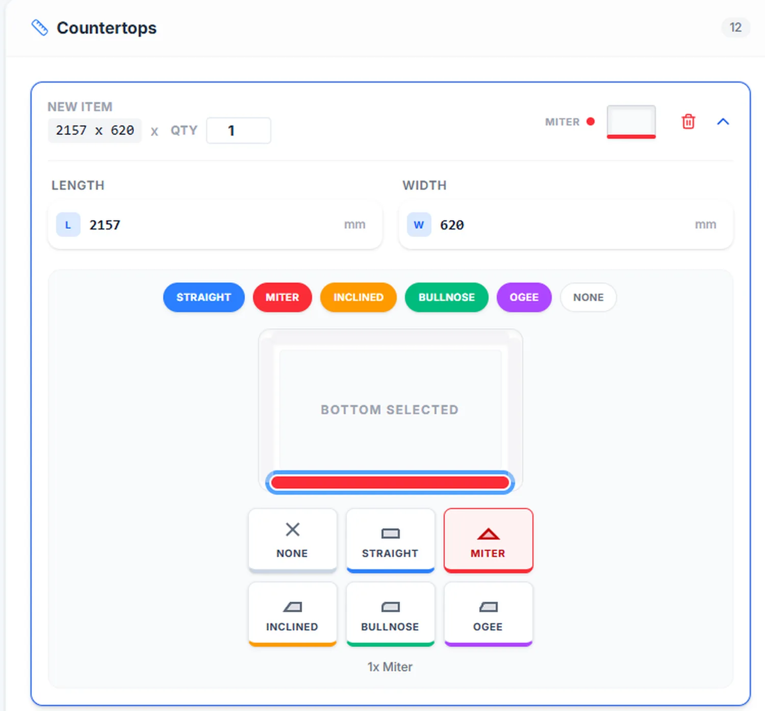 StoneHub Quoting and Edge Profile Visual Mapping Interface